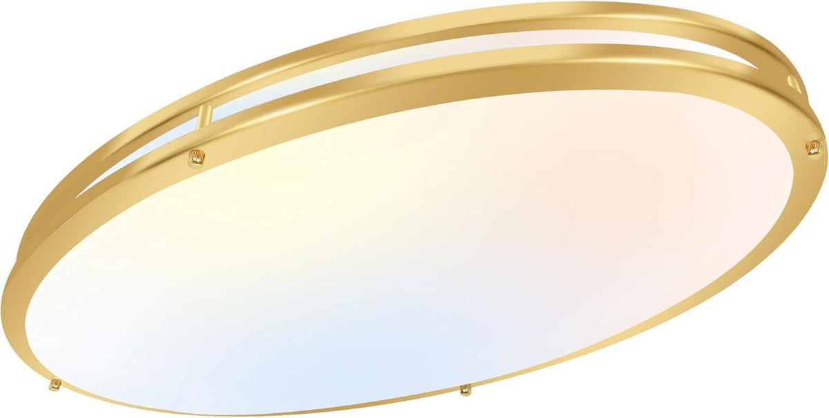 Hykolity 32-inch oval LED ceiling light with gold finish for even living room illumination.
