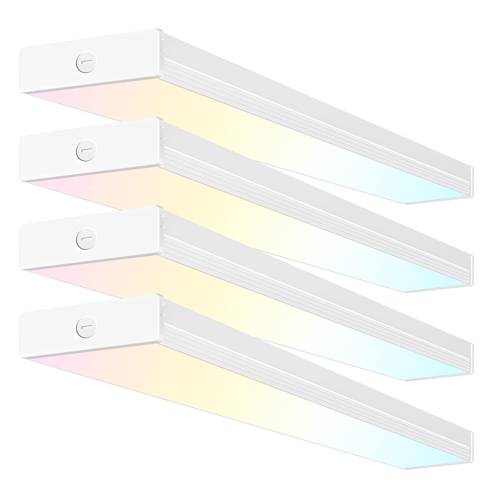 Hykolity 4ft LED wraparound light front view demonstrates even ceiling illumination for kitchens.