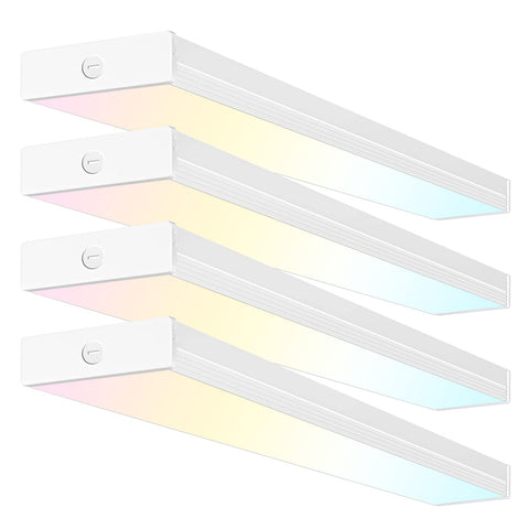Hykolity 4ft LED wraparound light front view demonstrates even ceiling illumination for kitchens.