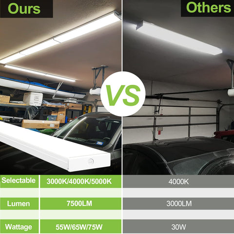 Hykolity 4ft LED wraparound lights a kitchen workspace with clear brightness.