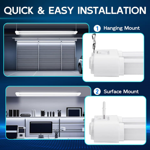 Hykolity 4ft shop light ceiling mount provides clean, surface-mounted brightness for basements.