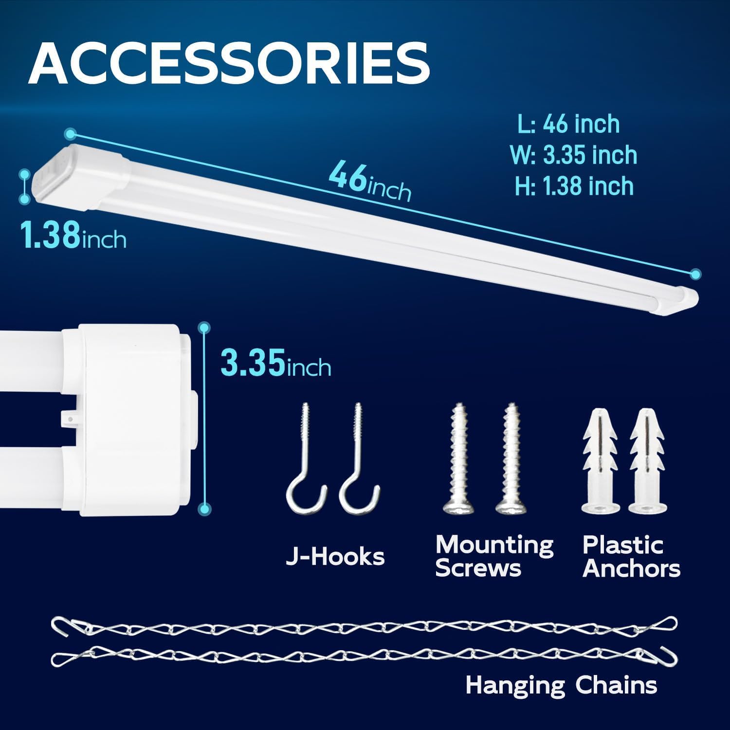 Hykolity 4ft shop light hanging install offers flexible mounting for garages and workshops.