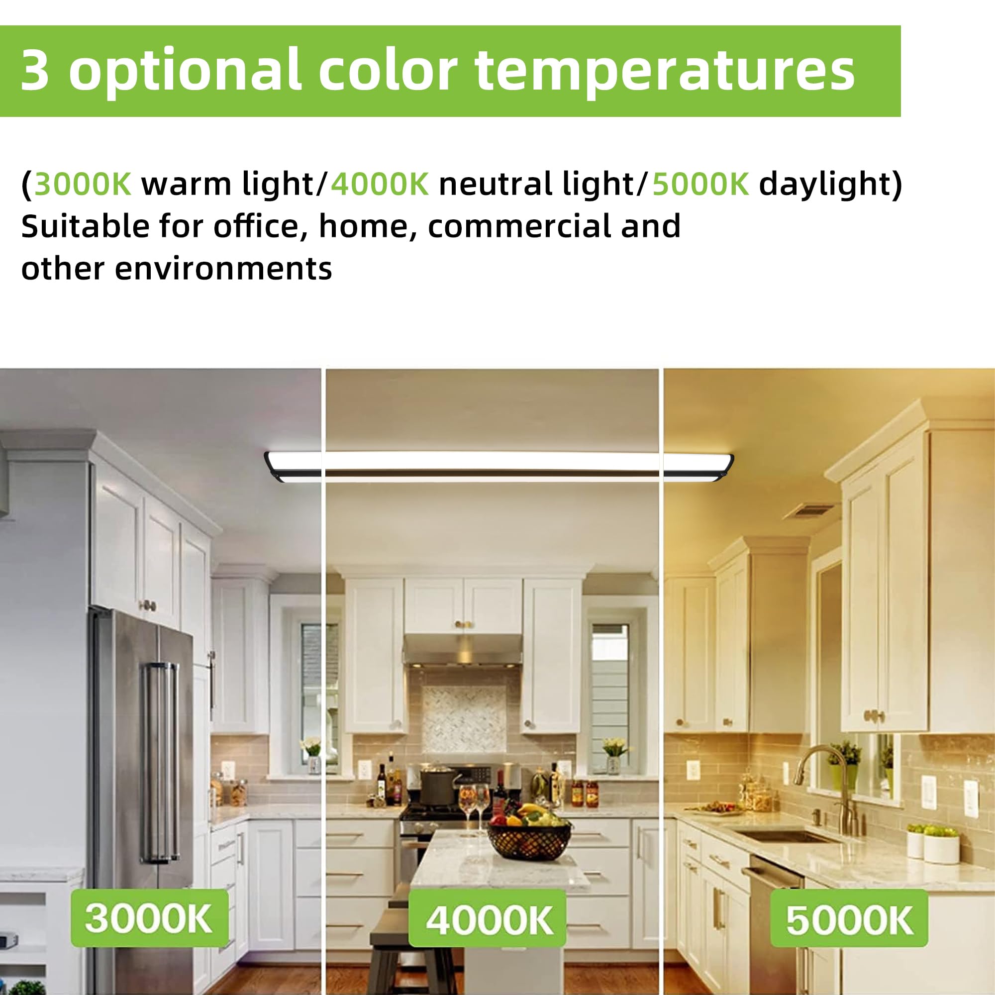 Hykolity 4ft wraparound kitchen installation with flush mount hardware