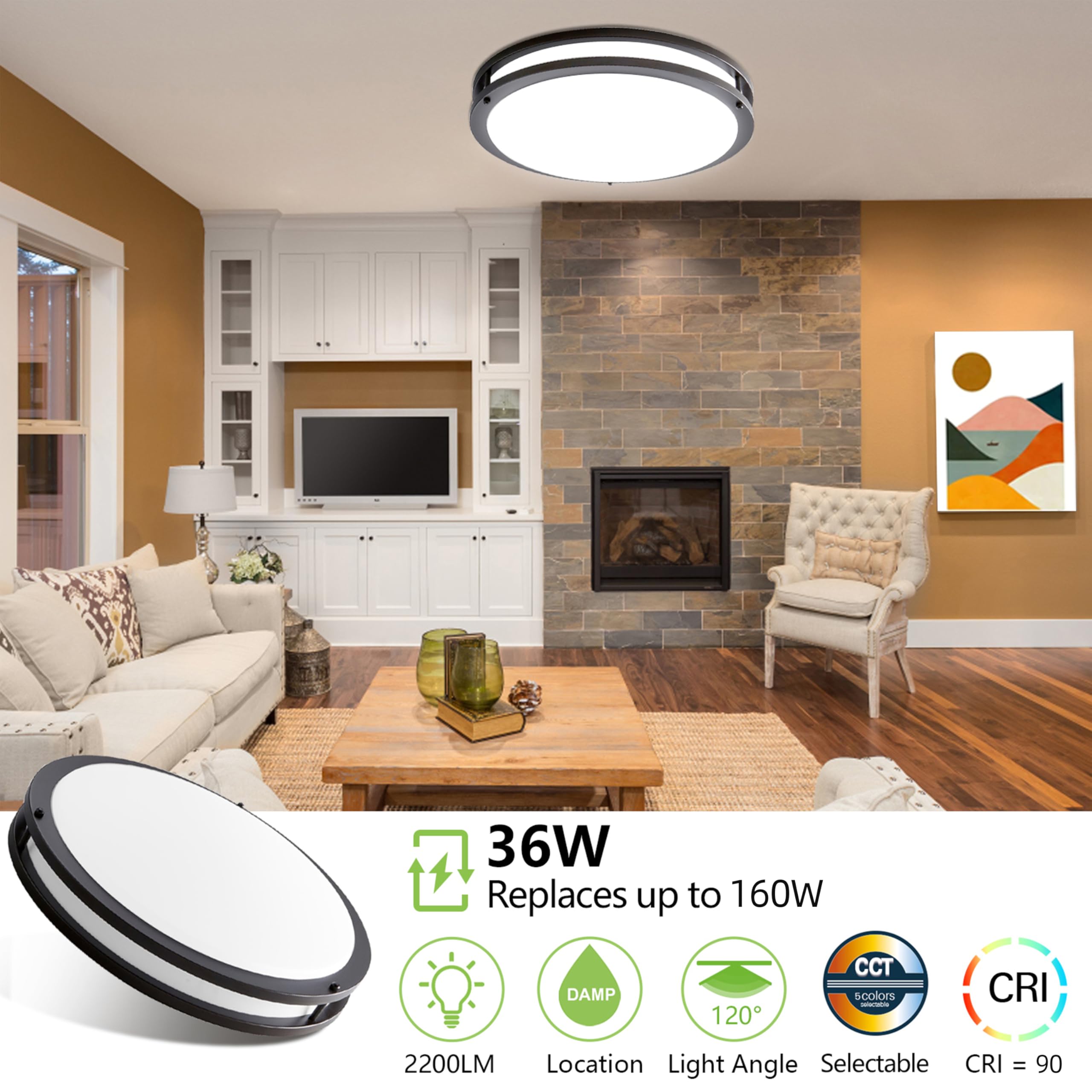 hykolity 5000K daylight mode enhances task lighting in kitchens and offices.