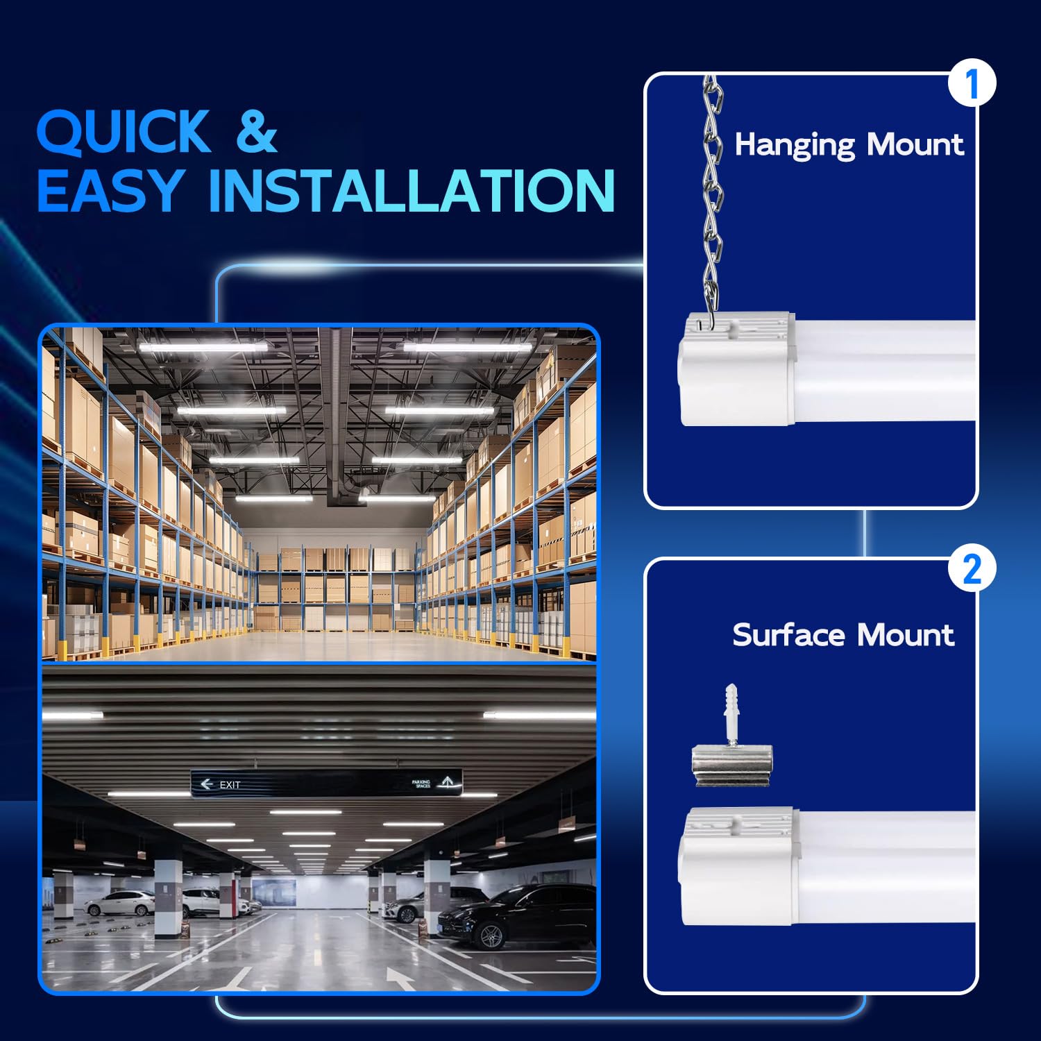 Hykolity 5000K daylight LED bay light on a metal shelf
