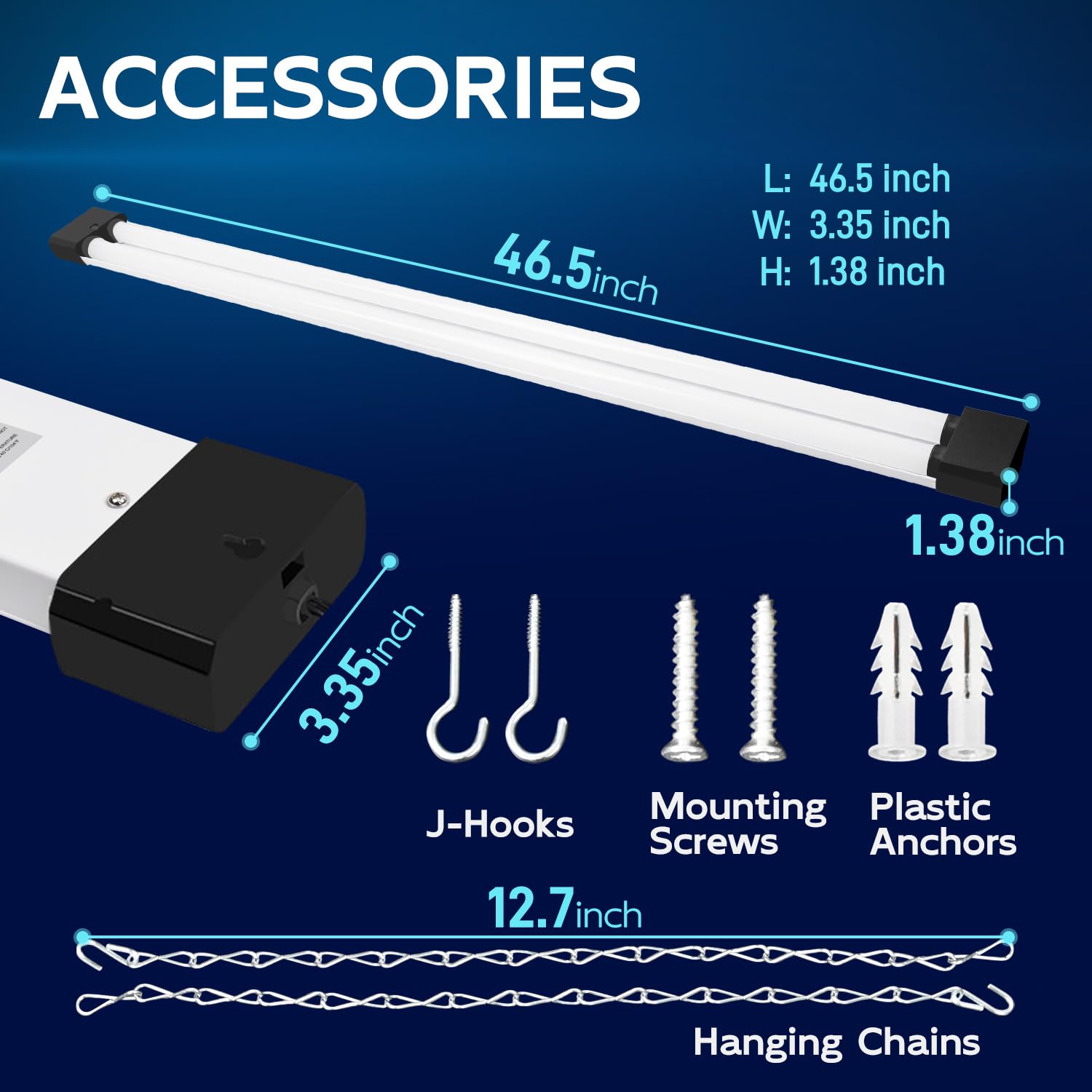 Hykolity 4ft LED shop light ETL-certified label visible for safety.