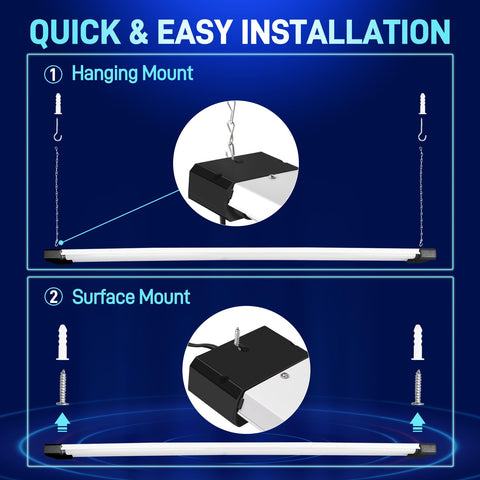 Hykolity 4ft LED shop light linkable design shown with multiple fixtures.