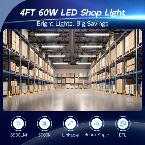 Hykolity 6500lm 4ft LED shop light delivers bright performance for busy spaces.