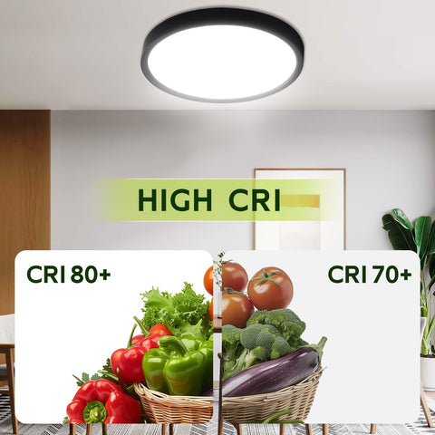 Hykolity 9-inch round LED panel in kitchen for bright meal prep lighting