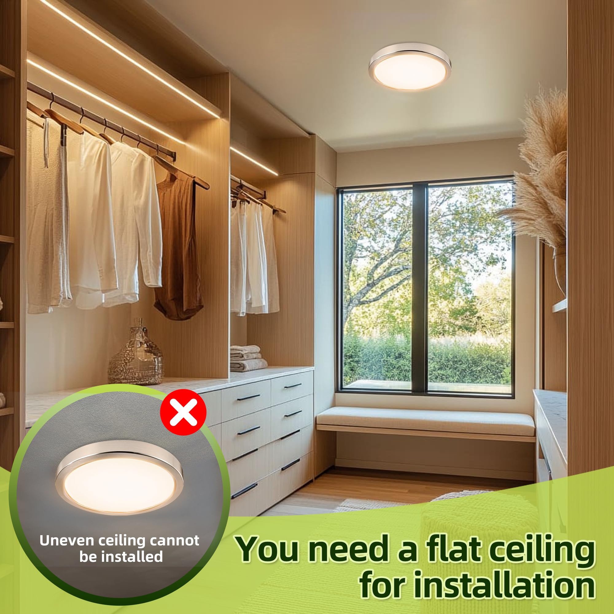 Hykolity brushed nickel finish complements modern interiors.