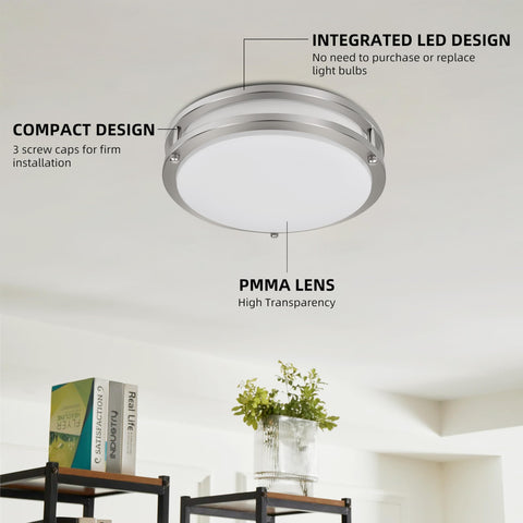 Hykolity flush-mount ceiling light installed seamlessly in ceiling.