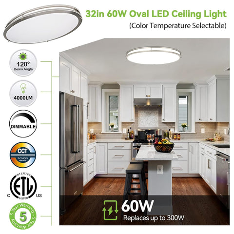 hykolity energy-efficient 60W LED ceiling light lowers power use.