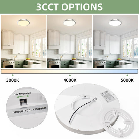 hykolity flush-mount ceiling light in brushed nickel finish for kitchens