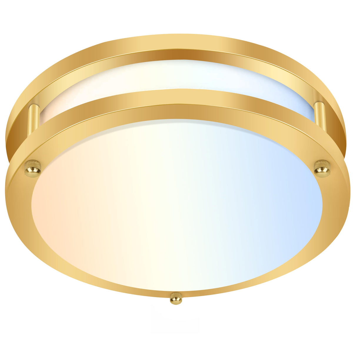 Hykolity flush-mount LED ceiling light with gold Saturn finish for hallway ambiance