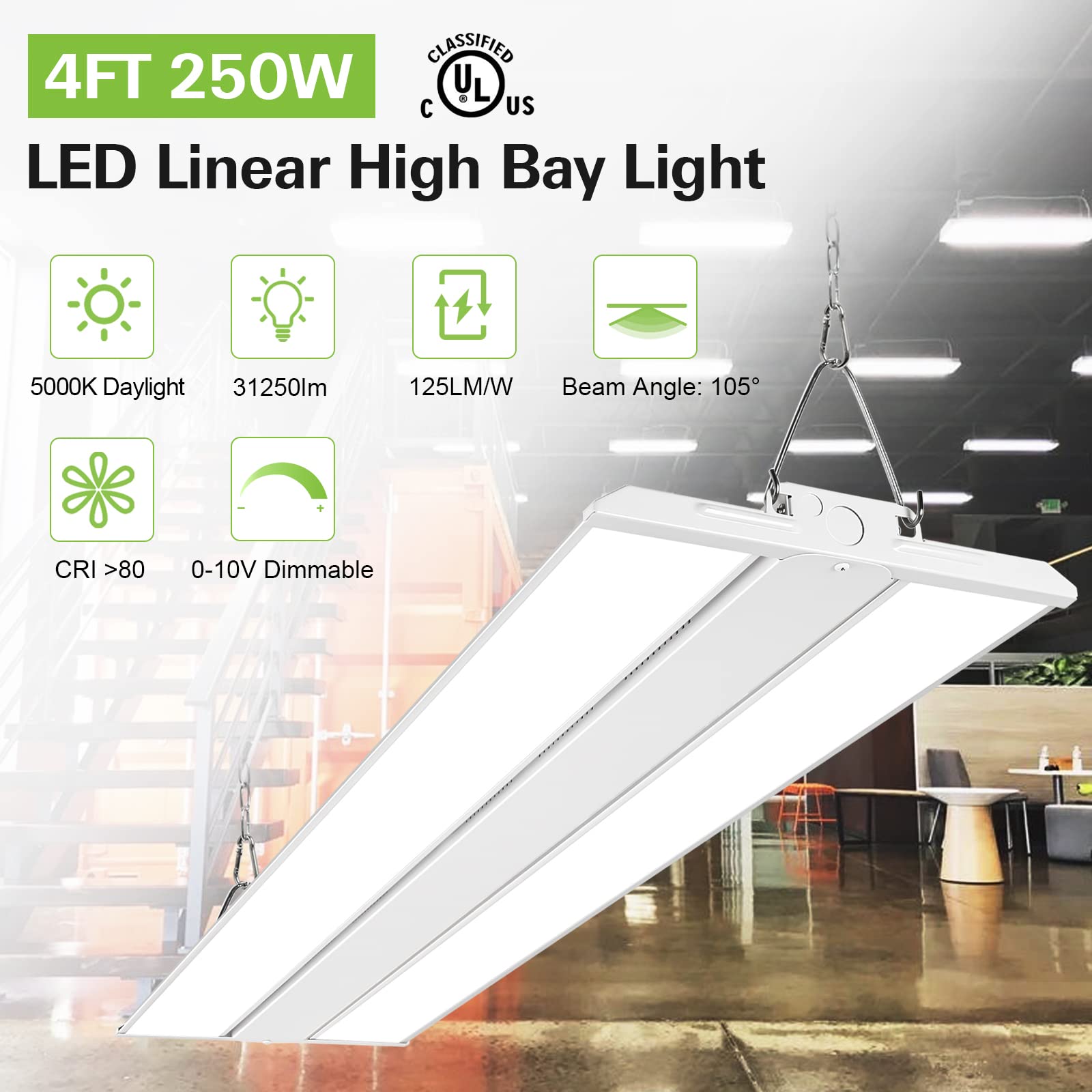 Hykolity high bay fixture with durable housing for industrial environments.