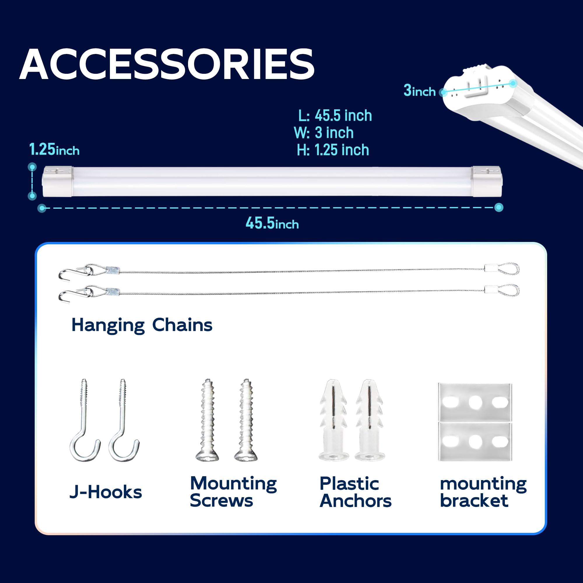 hykolity hanging or surface-mount mounting options with included hardware