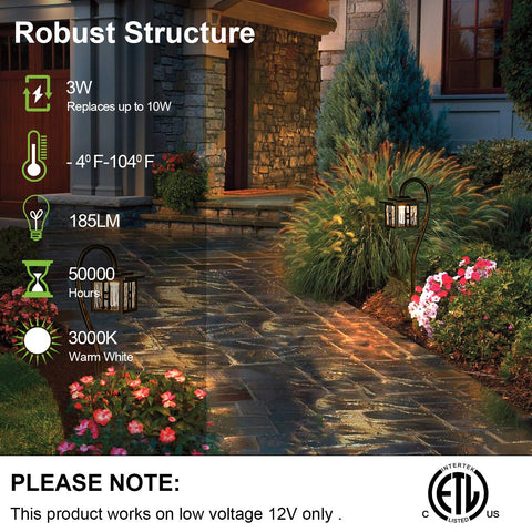 Hykolity landscape light provides energy-efficient 3W, long-lasting warm white glow.