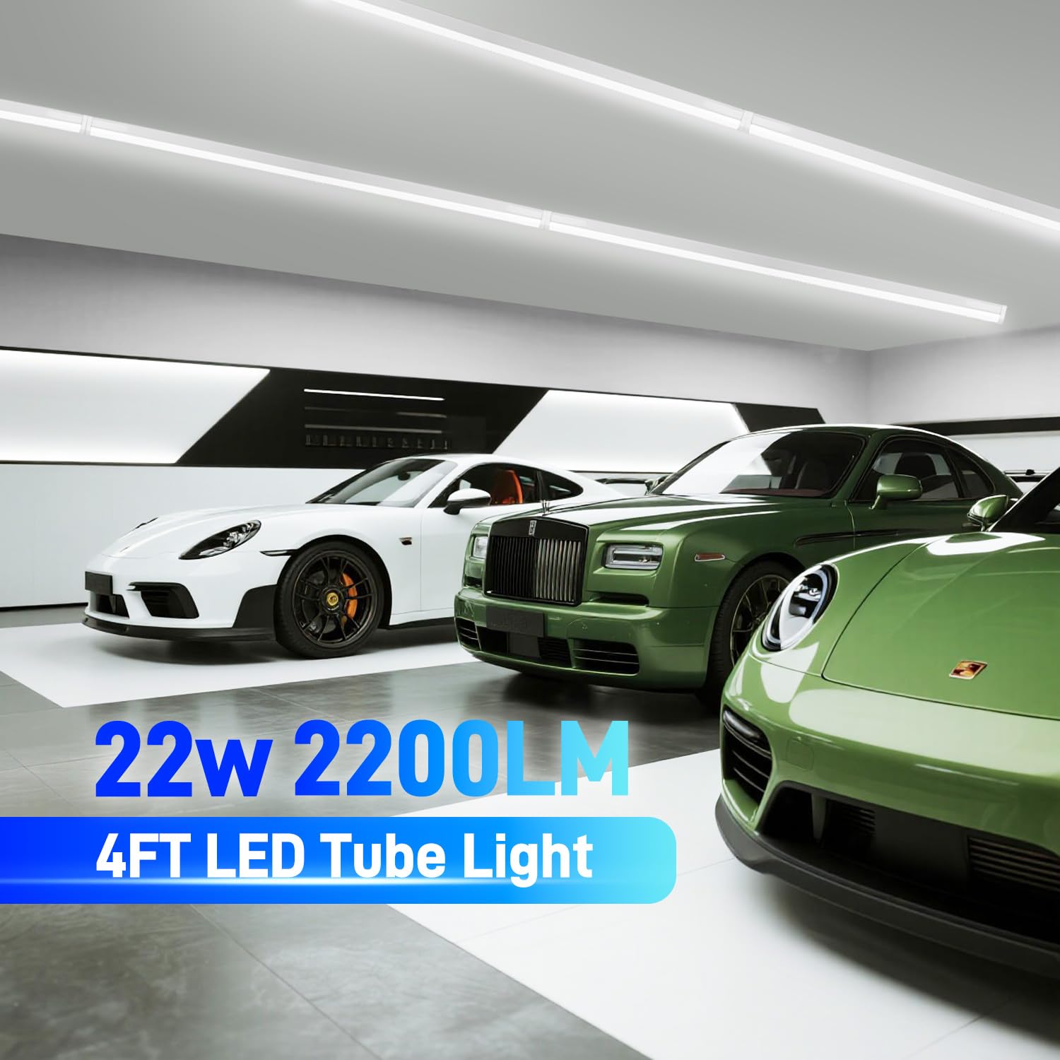 Hykolity 4ft LED light side view showcases slim, lightweight design for quick mounting.