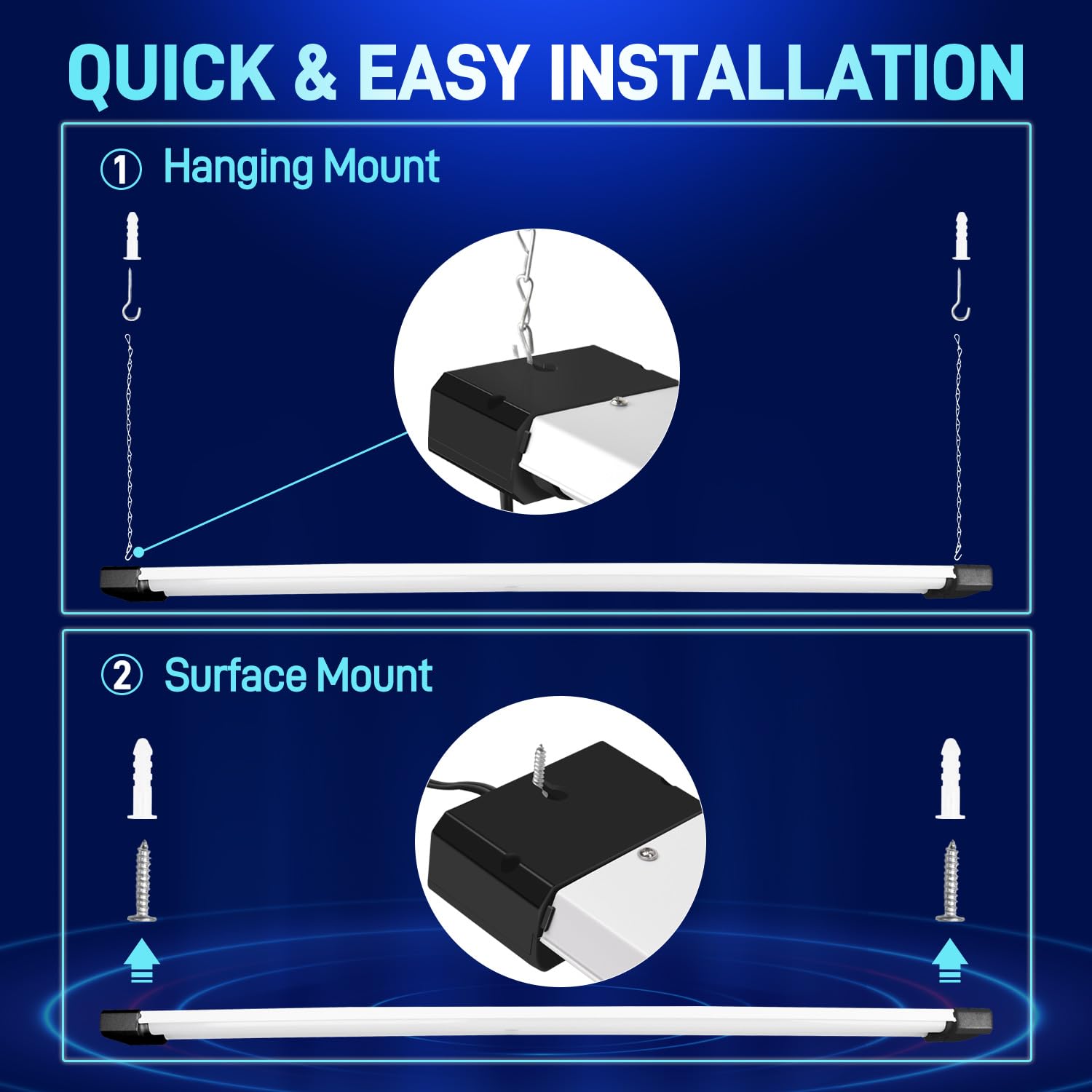 Hykolity linkable LED shop lights connected up to six fixtures