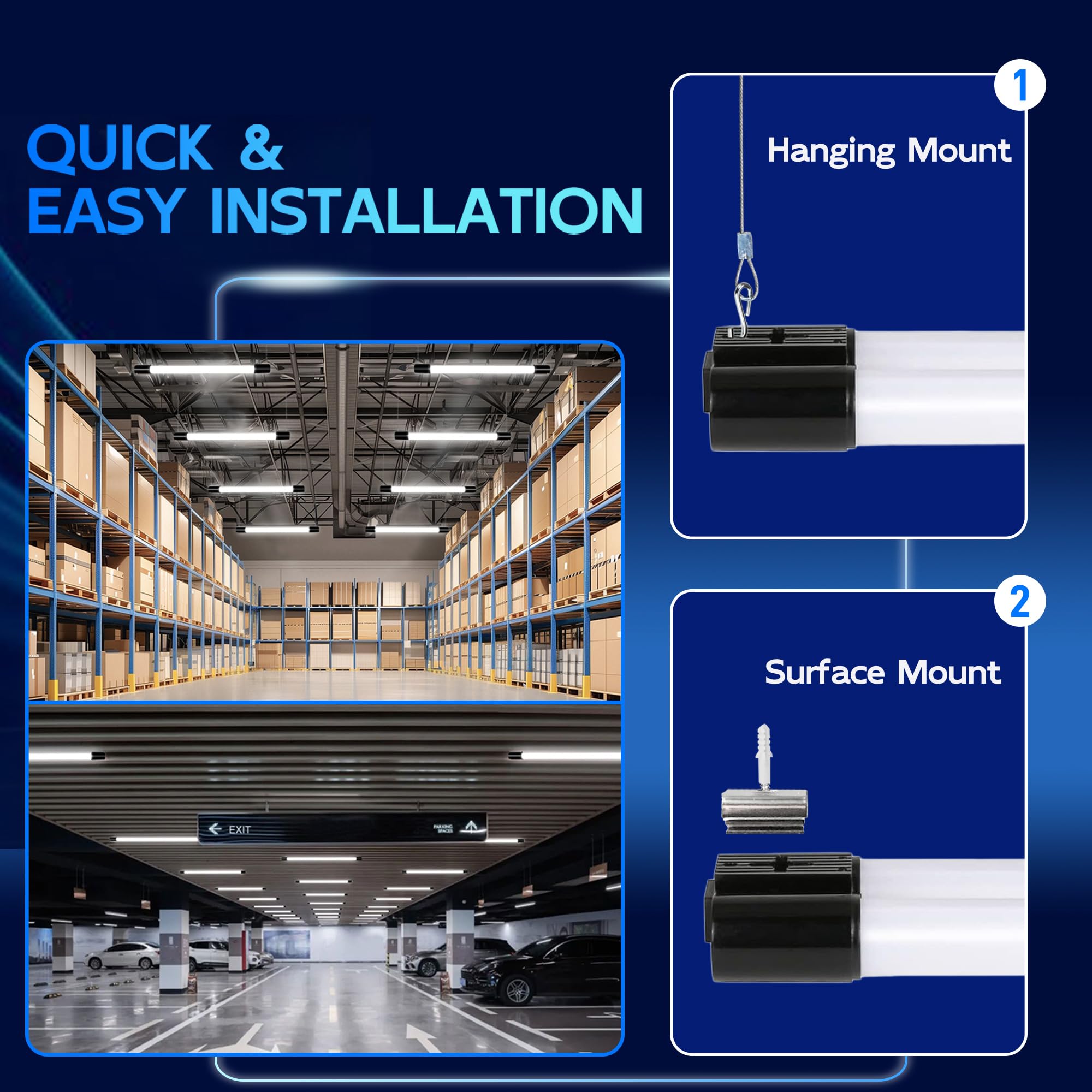 hykolity LED shop light plug-in power cord with switch for easy setup