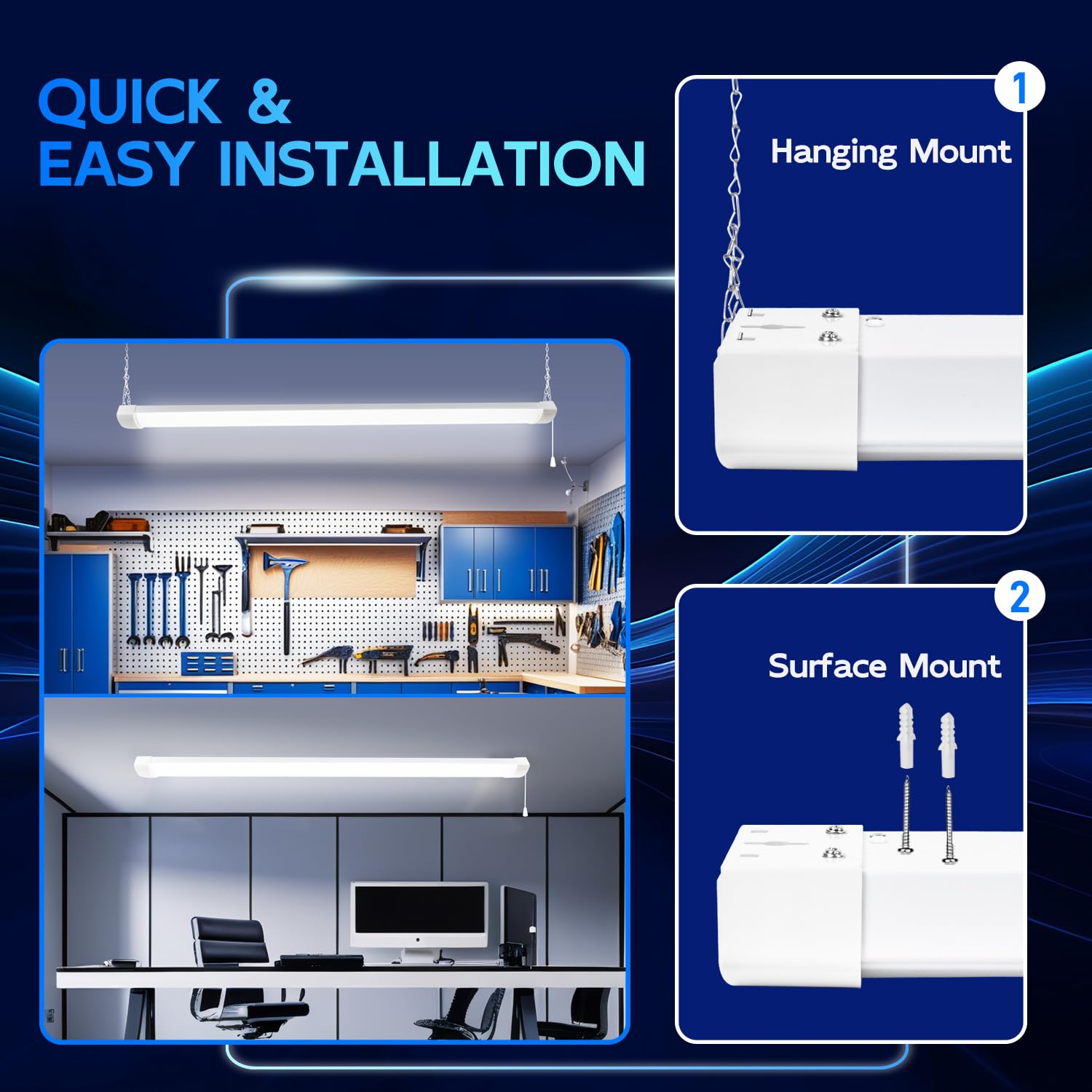hykolity linkable shop light shown connected in a larger setup