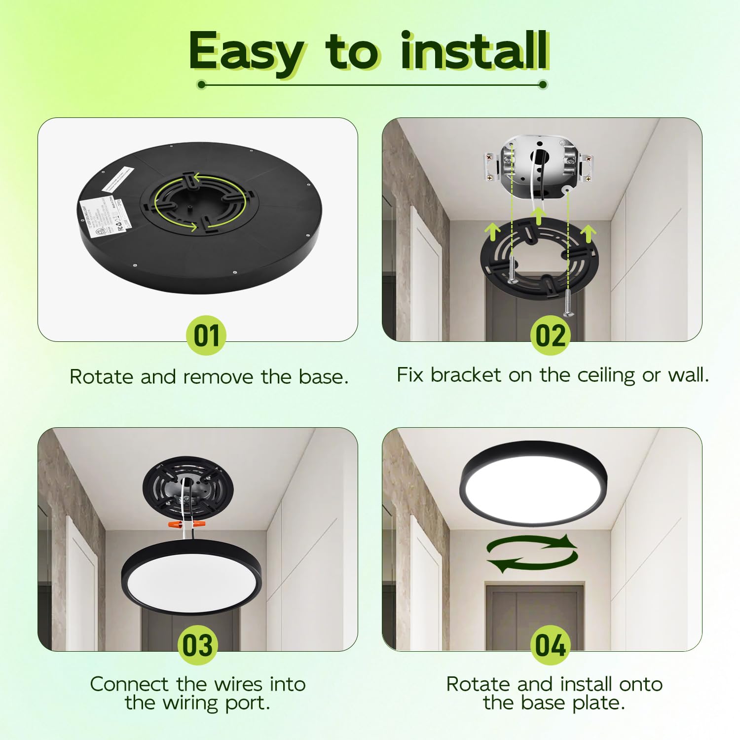 Hykolity low-profile damp-location ceiling light in a modern space