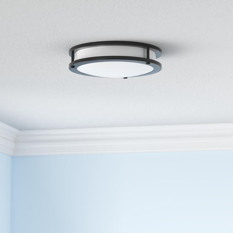 hykolity Saturn 13in flush mount dimmer compatibility demonstrates adjustable brightness in use.