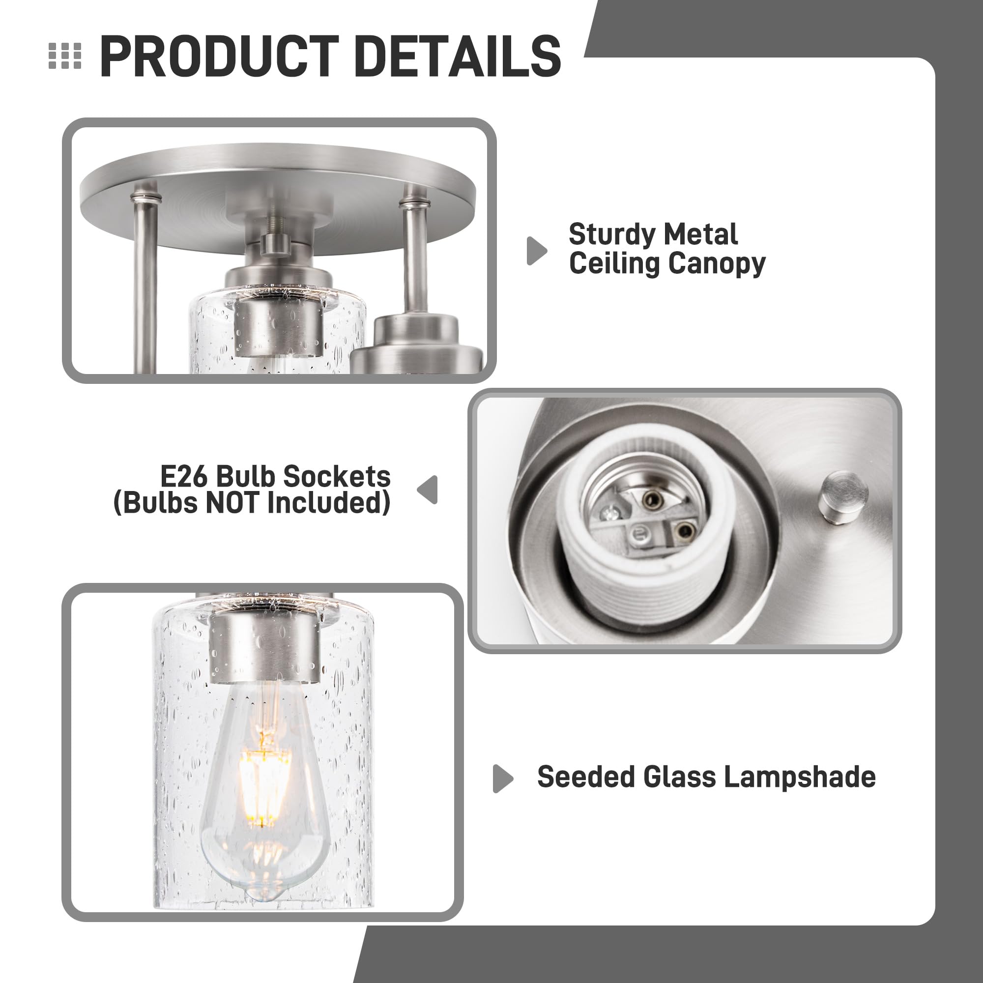Hykolity seeded-glass shades diffuse light for a warm ambiance.