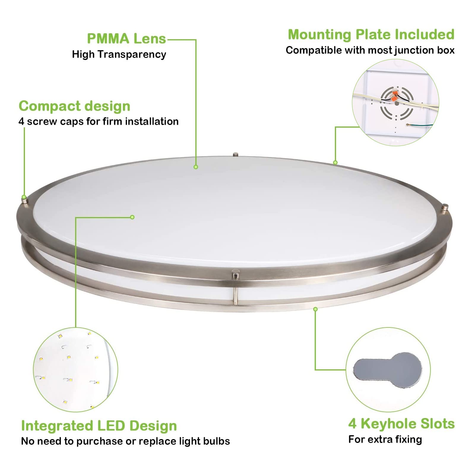 hykolity soft white to daylight LED ceiling light for bright tasks.