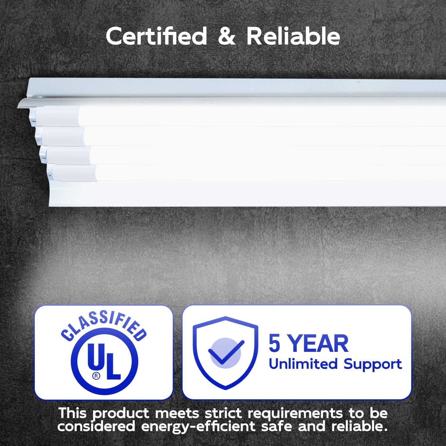Hykolity ballast-bypass compatible LED T8 tube for direct install.
