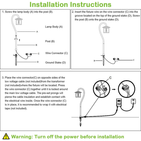 Quick-install wire connector simplifies DIY wiring and setup for outdoor lighting.