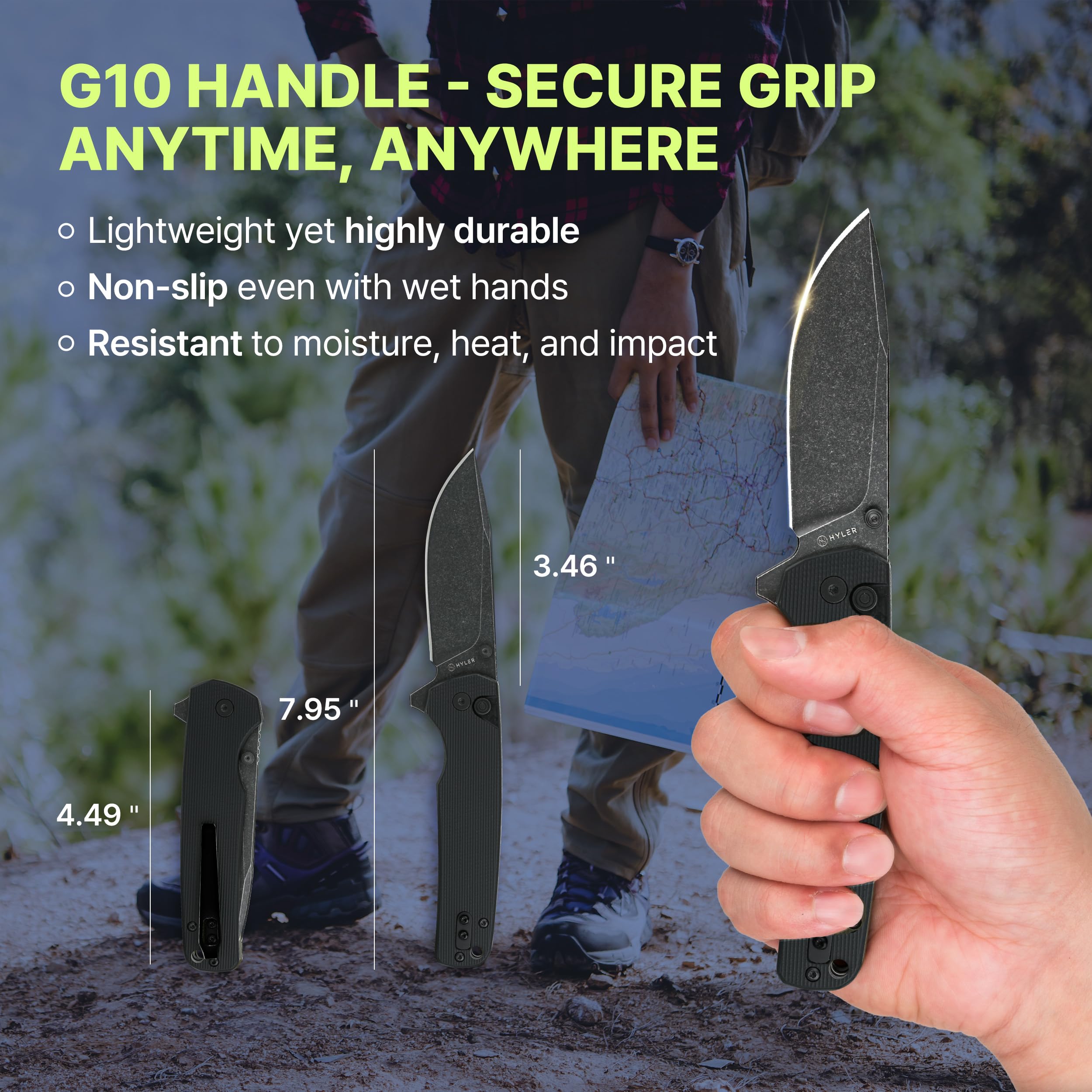 HYLER Mamba folding knife in closed position for safe compact carry