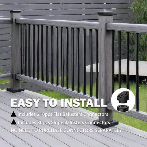 Hypergiant black deck stair spindles for outdoor stairs