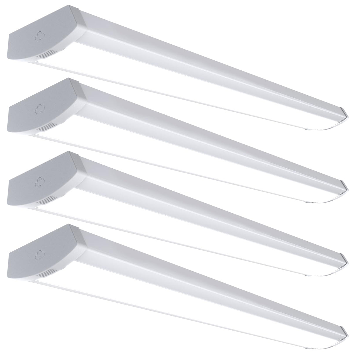 HYPERLITE 4FT wraparound light mounted on ceiling delivering bright, even 6600lm output