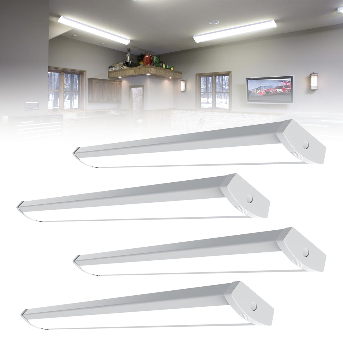 HYPERLITE 4FT wraparound installed on ceiling for a quick garage upgrade