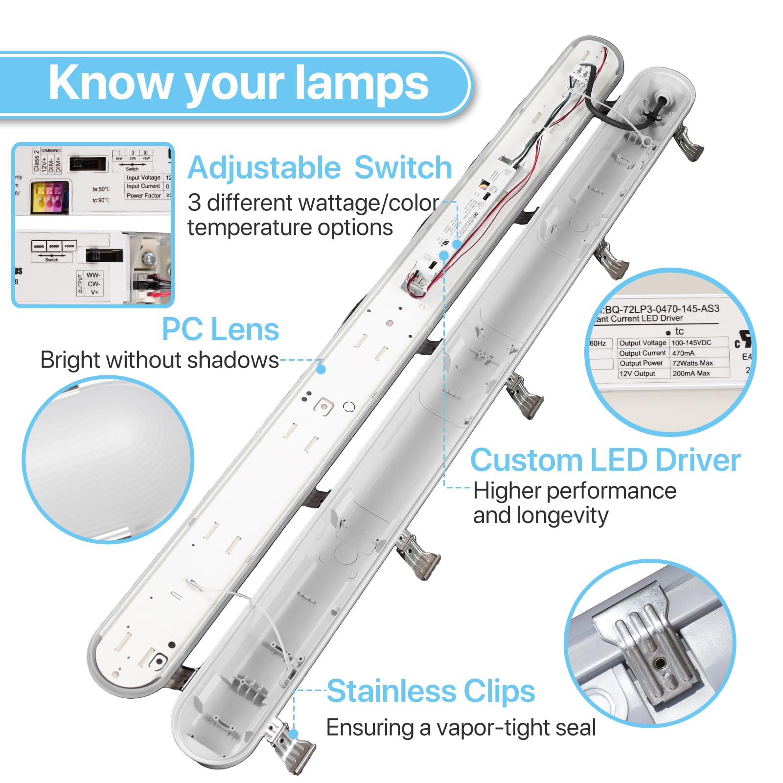 Hyperlite 65W vapor-tight light ETL certification label on housing