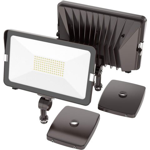 Hyperlite 70W flood light with knuckle mount for adjustable outdoor illumination.