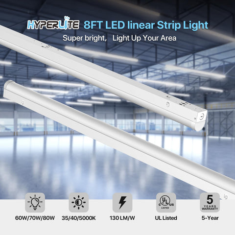 Hyperlite 8ft LED strip light dimming control enables tailored brightness for workshops.