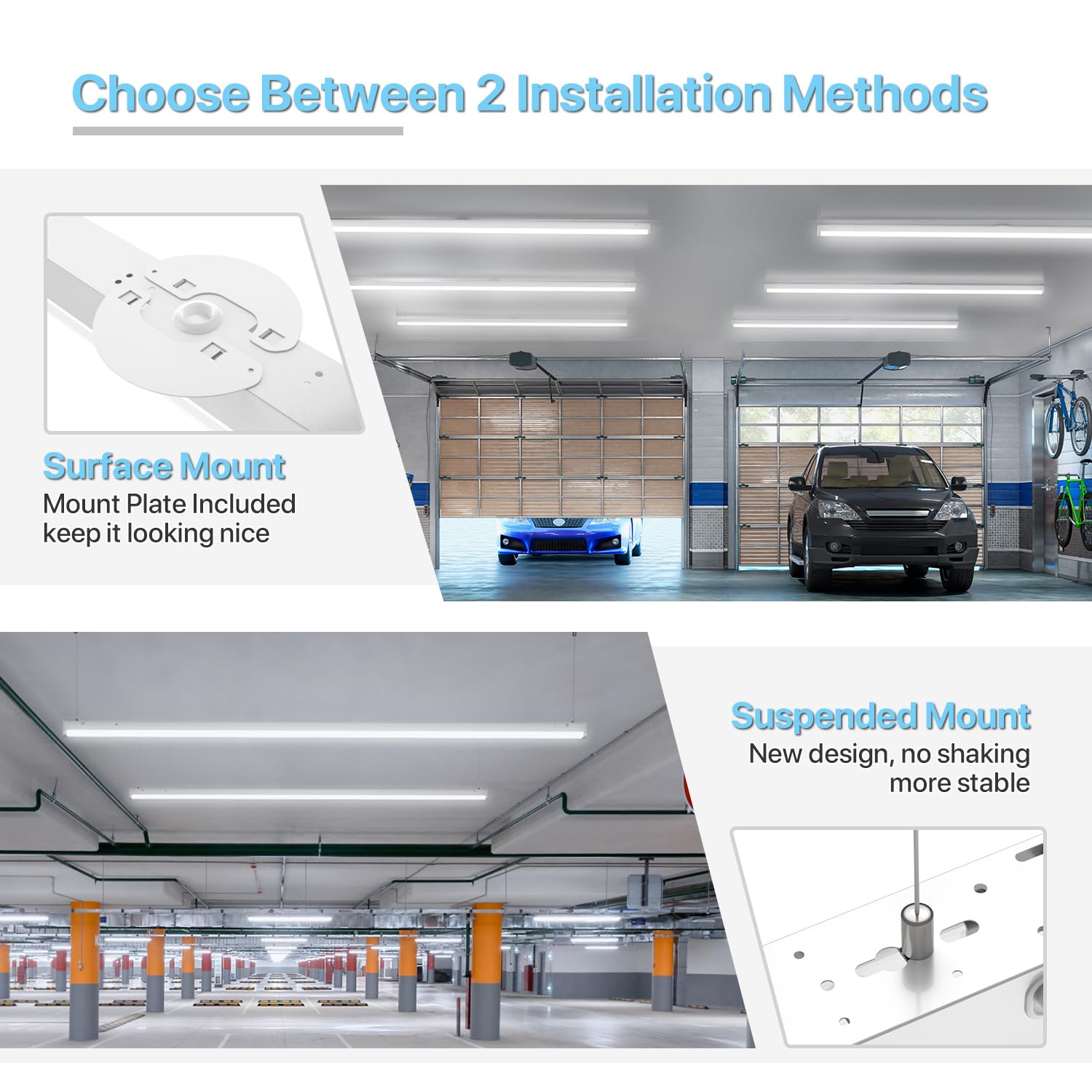Hyperlite surface or suspension installation supports versatile mounting options.