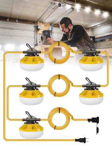 HYPERLITE Construction String Lights 50ft with 5 bulbs provide bright site illumination
