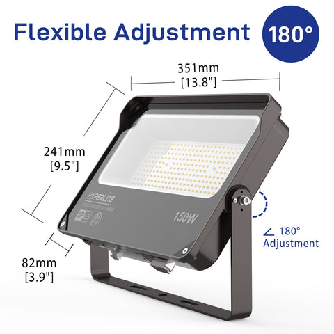 Hyperlite die-cast shell and tempered glass lend durable outdoor lighting