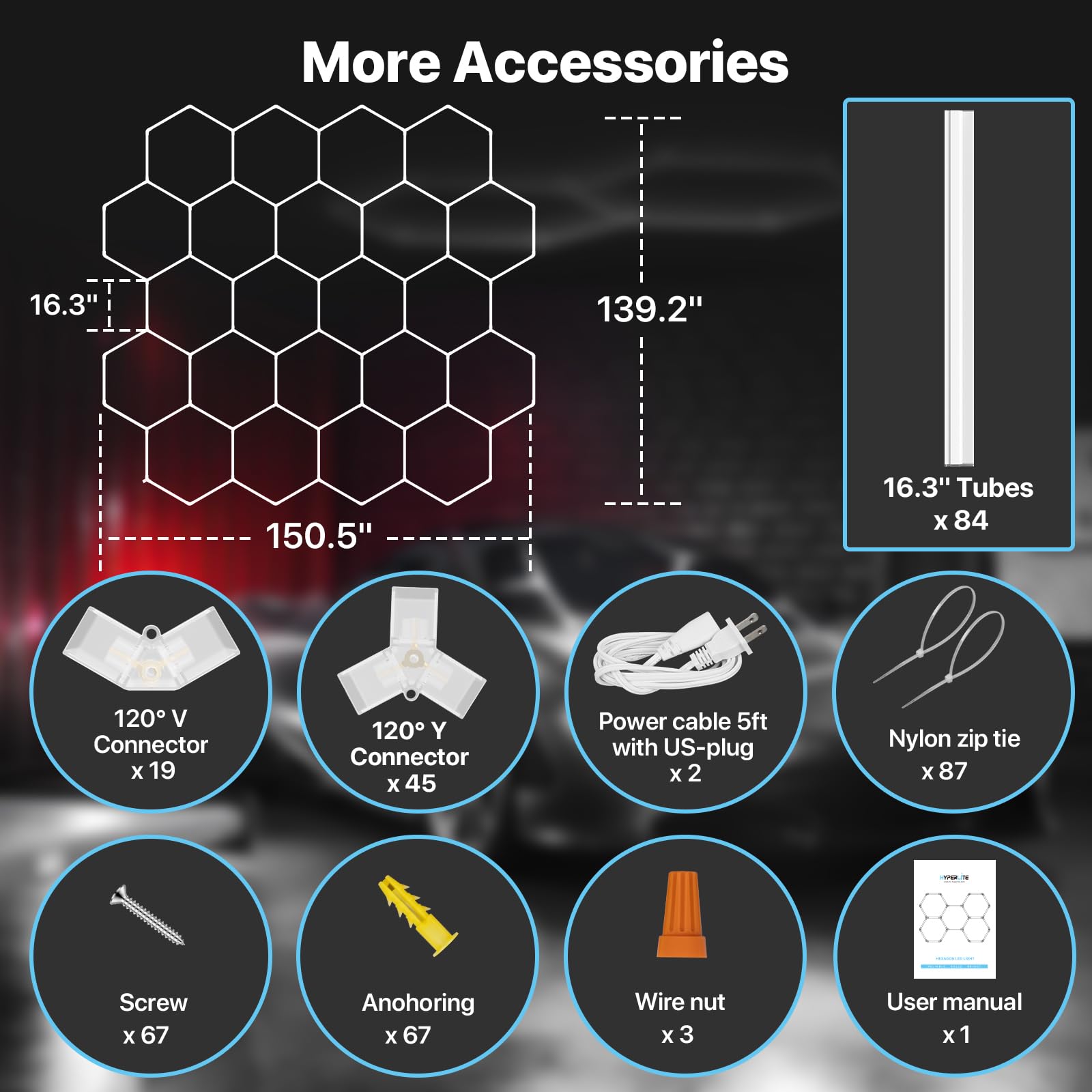 HYPERLITE Gen 2 hexagon light ceiling-mounted for shadow-free workshop lighting.