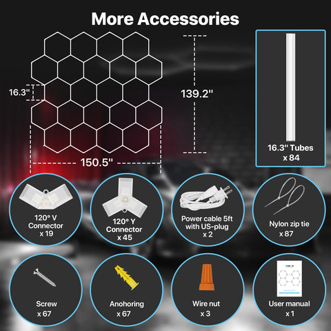 HYPERLITE Gen 2 hexagon light ceiling-mounted for shadow-free workshop lighting.