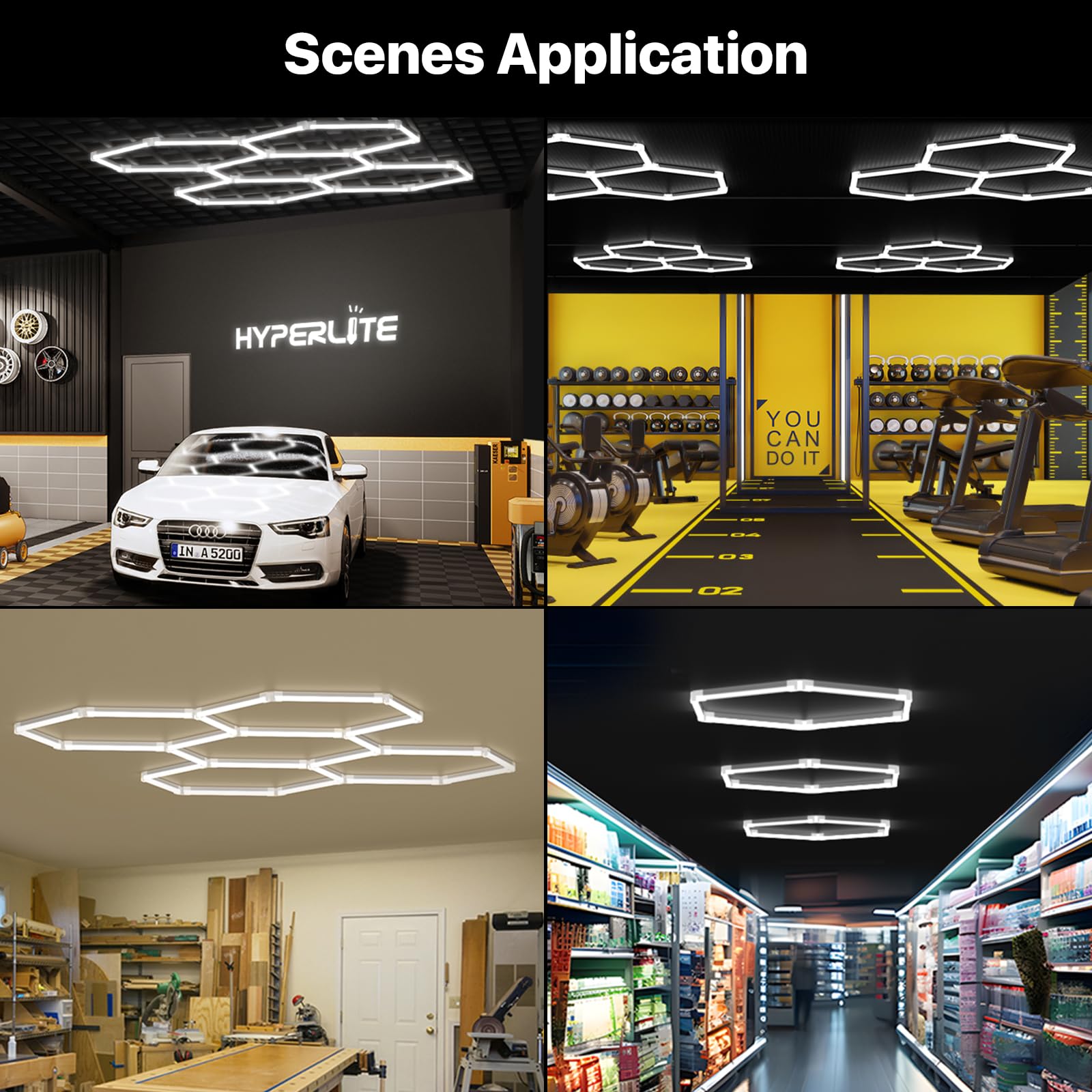 Versatile lighting for garages, studios, basements, and gyms