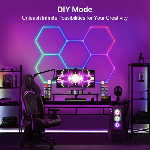 HYPERLITE Hexagon lights easy installation with screws or zip ties for walls and ceilings.