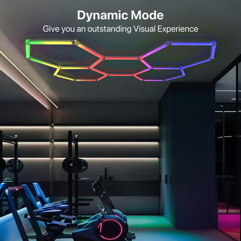 HYPERLITE Hexagon lights remote control provides hands-free color and brightness changes.