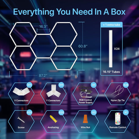 HYPERLITE Hexagon lights suit garages, studios, gyms and basements with reliable illumination.