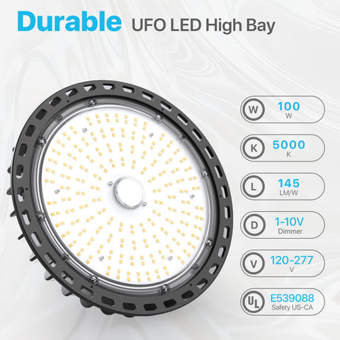 Hyperlite High Bay LED Light install with hook and cord