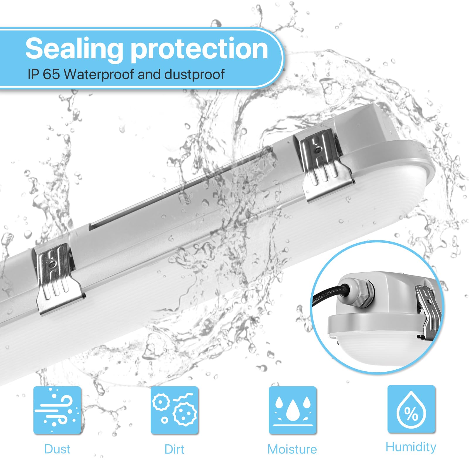 Hyperlite IP65 vapor-tight housing protects against moisture in wet locations