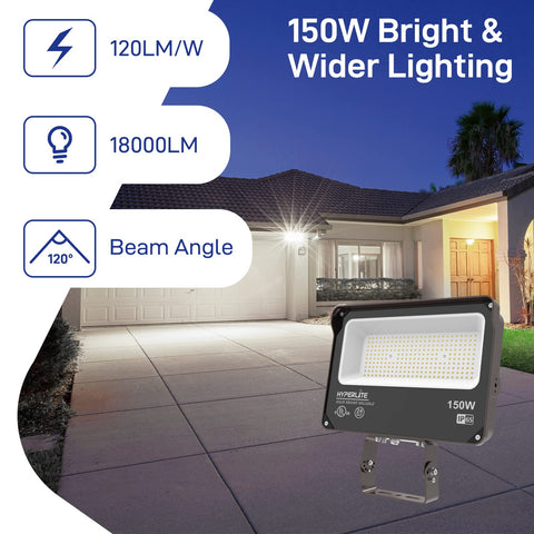 HYPERLITE 150W flood light side view highlighting compact design